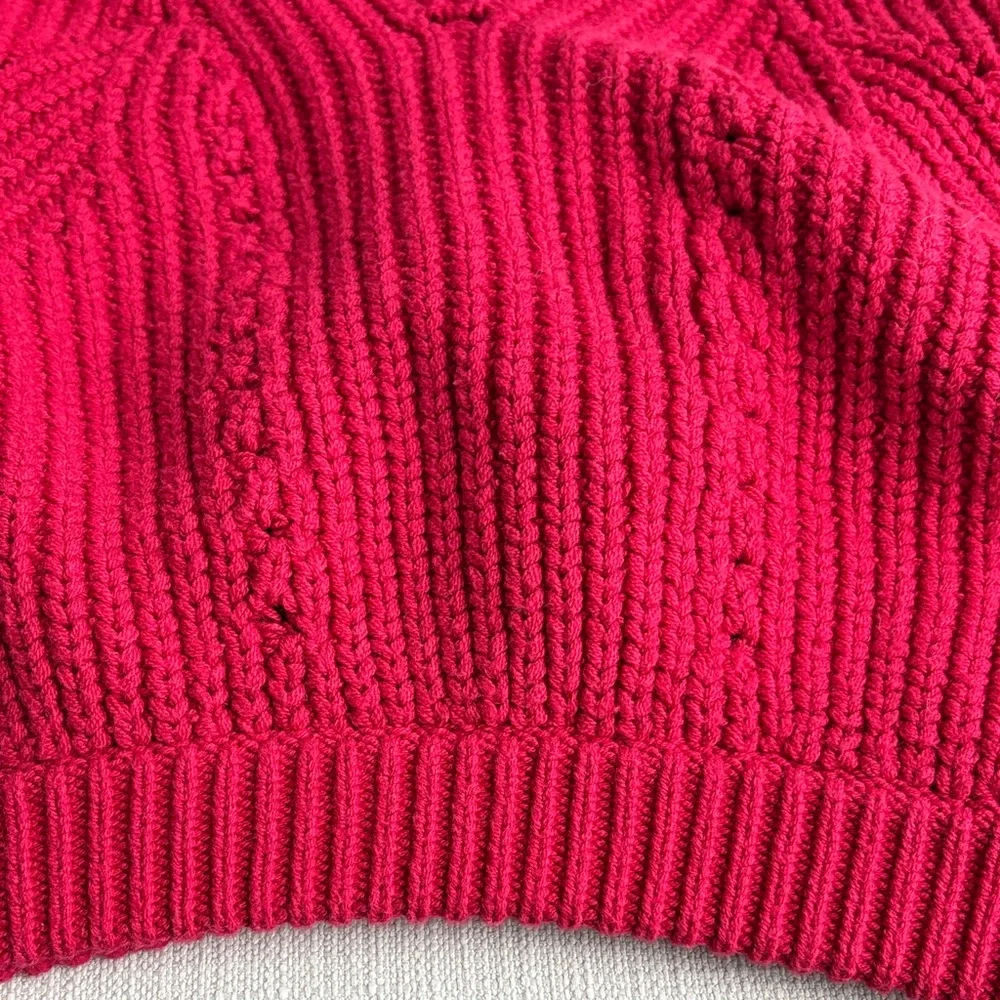 Free People Women's All Day Long V Neck Sweater - Fuego Rosa - tagged S, fits L